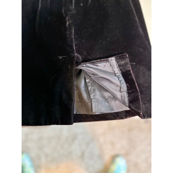 VTG Santa Fe Dark‎ Purple Velvet Sleeveless Dress Size 4 Scolloped Neckline - Picture 13 of 15